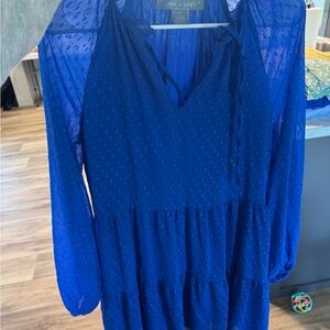 Lark & Grey Blue Sheer Long Sleeve Dress